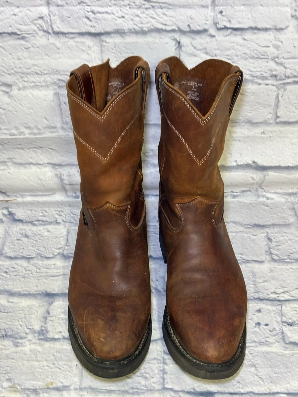 Justin Vintage USA 4760 Conductor Mens Size 10.5 D Brown Work Boots Soft Toe